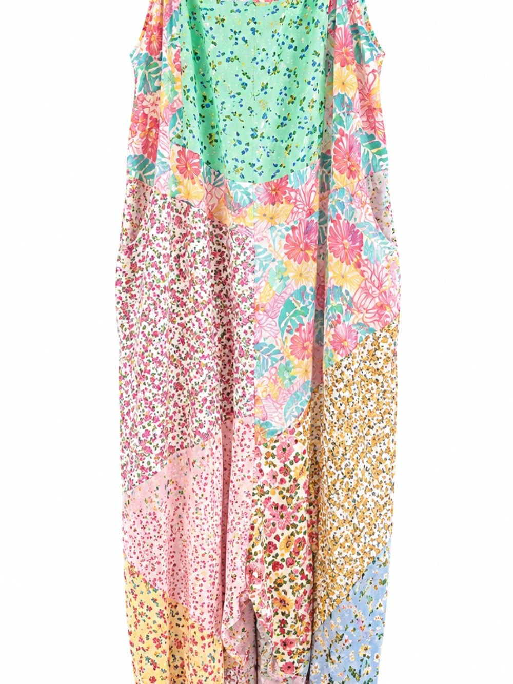 Women’s Floral Patchwork Swim Cover-Up - Mint & Pink